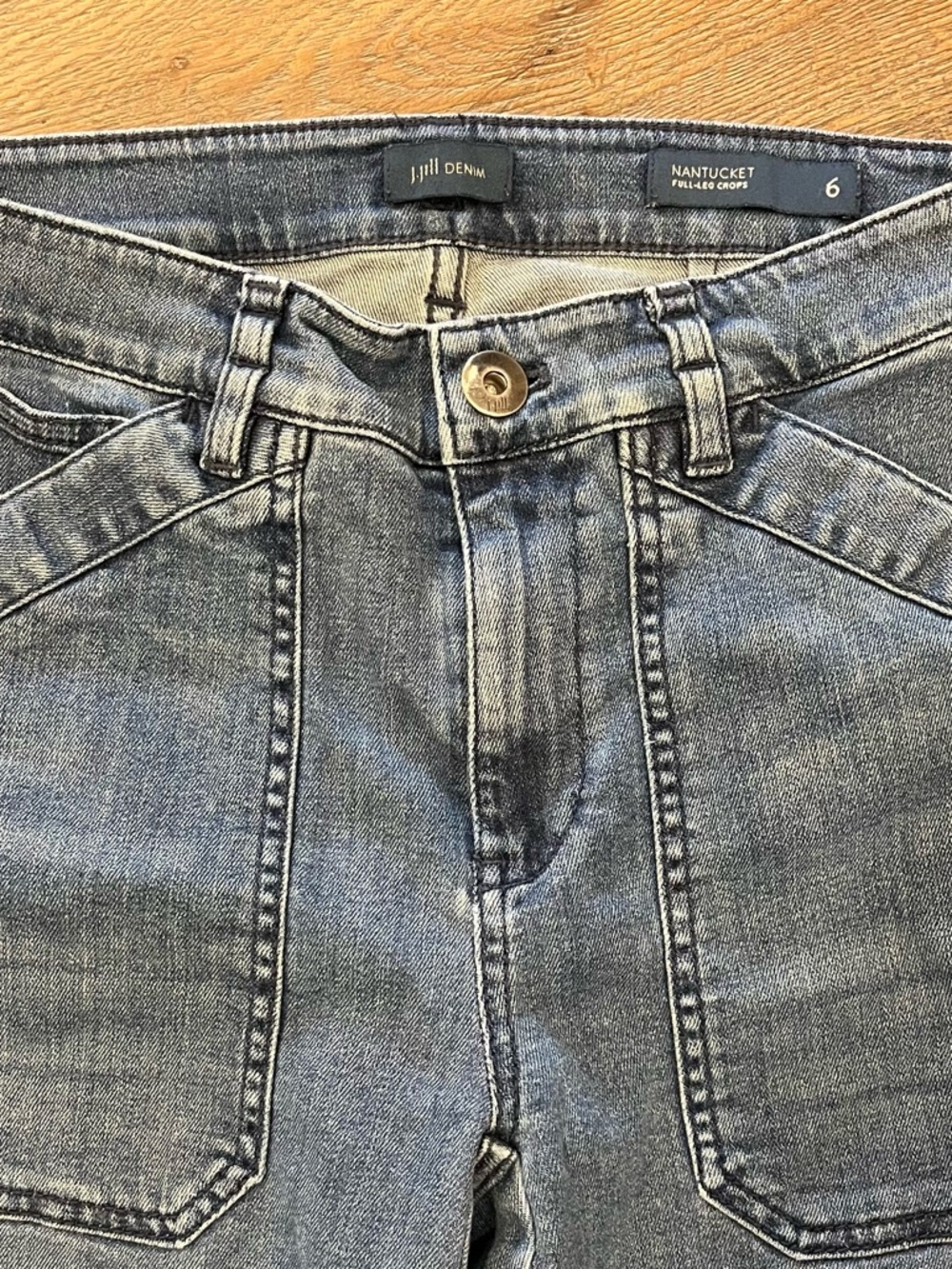 J.Jill Cropped Jeans Women Size 6 Blue Denim Stretch Wide leg Relaxed Fit - Picture 2 of 7